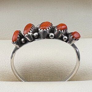 Vintage Spiny Oyster Southwestern Sterling Silver Ring Unsigned, Sz. 7.25